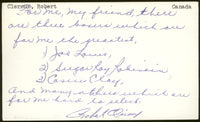 CLEROUX, BOB SIGNED INDEX CARD