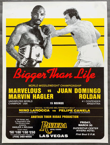 HAGLER, MARVIN-JUAN ROLDAN ON SITE POSTER (1984)