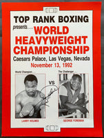 HOLMES, LARRY-GEORGE FOREMAN SIGNED ON SITE POSTER (1992-SIGNED BY HOLMES)