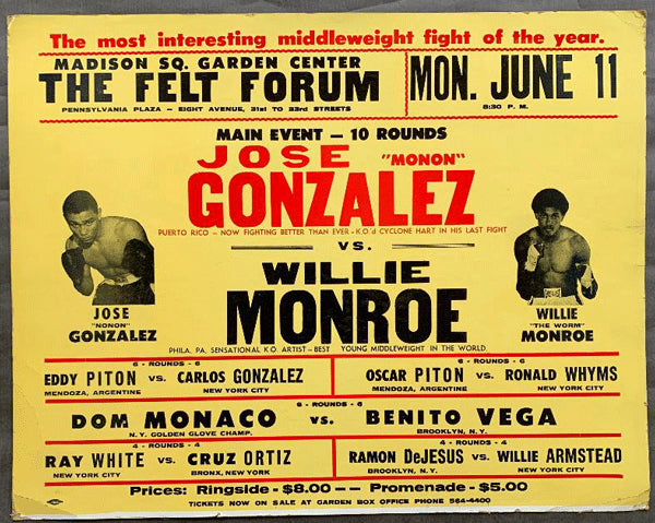 MONROE, WILLIE "THE WORM"-JOSE GONZALEZ ON SITE POSTER (1973)