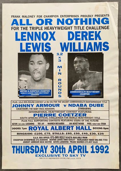 LEWIS, LENNOX-DEREK WILLIAMS ON SITE POSTER (1992)