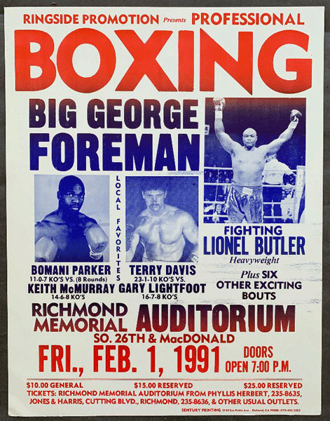 FOREMAN, GEORGE-LIONEL BUTLER ON SITE POSTER (1991)