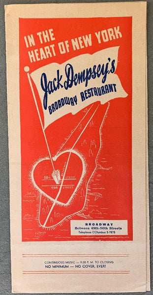 DEMPSEY, JACK RESTAURANT MENU