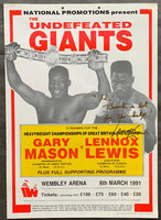 LEWIS, LENNOX-GARY MASON SIGNED ON SITE POSTER (1991SIGNED BY LENNOX LEWIS)