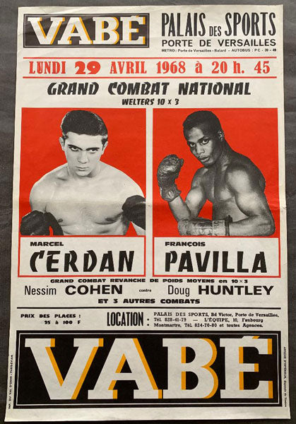 CERDAN, JR., MARCEL-FRANCOIS PAVILLA ON SITE POSTER (1968)