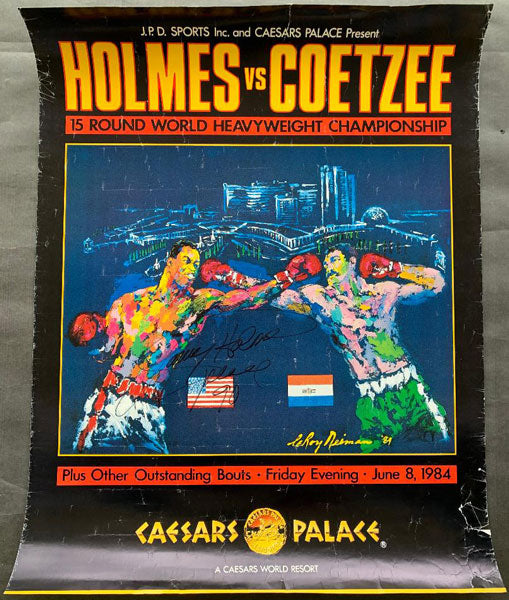 HOLMES, LARRY-GERRIE COETZEE SIGNED ON SITE POSTER (1984-SIGNED BY HOLMES)