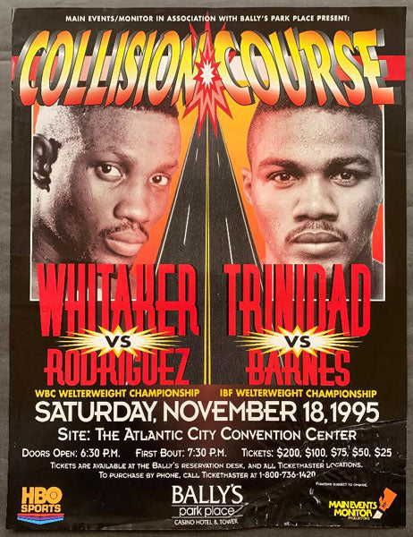 WHITAKER, PERNELL-JAKE RODRIGUEZ & FELIX TRINIDAD-LARRY BARNES ON SITE POSTER (1995)