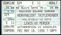 LEWIS, LENNOX-RAY MERCER & EVANDER HOLYFIELD-BOBBY CZYZ STUBLESS TICKET (1996)