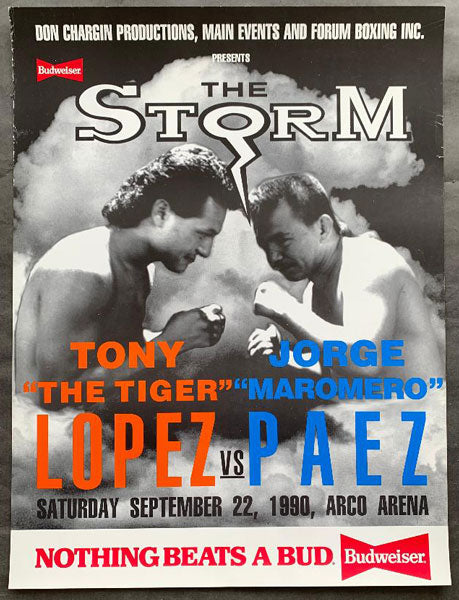 LOPEZ, TONY-JORGE PAEZ BUDWEISER POSTER (1990-LOPEZ WINS TITLE)