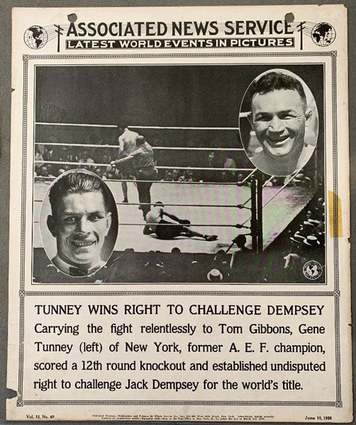 TUNNEY, GENE-TOMMY GIBBONS ASSOCIATED NEWS SERVICE POSTER (1925)