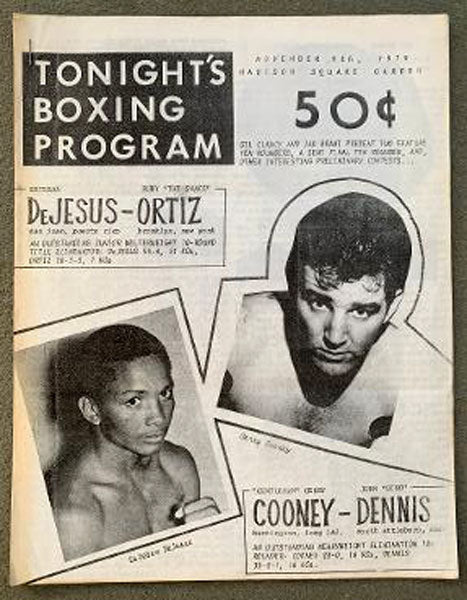 COONEY, GERRY-JOHN "DINO" DENIS & ESTEBAN DEJESUS-RUBY ORTIZ SOUVENIR PROGRAM (1979)