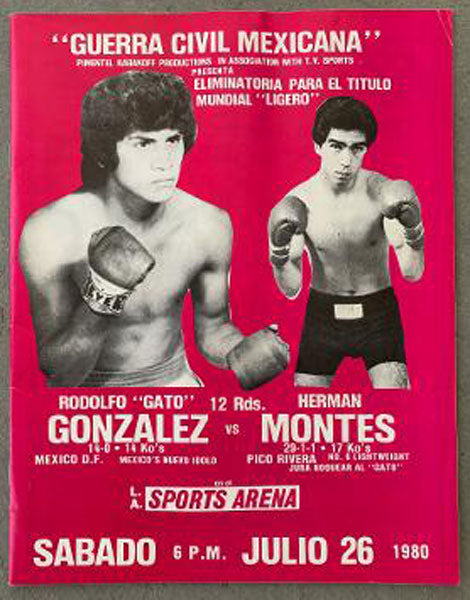 GONZALEZ, RODOLFO "GATO"-HERMAN MONTES OFFICIAL PROGRAM (1980)