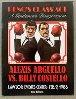 ARGUELLO, ALEXIS-BILLY COSTELLO OFFICIAL PROGRAM (1986)