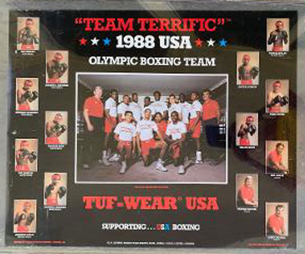 1988 U.S. OLYMPIC BOXING TEAM ADVERTISING POSTER (JONES, JR., BOWE, MERCER, CARBAJAL)
