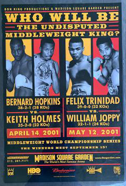 HOPKINS, BERNARD-KEITH HOLMES & FELIX TRINIDAD-WILLIAM JOPPY ON SITE POSTER (2001)