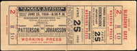 JOHANSSON, INGEMAR-FLOYD PATTERSON I FULL TICKET (1959-PSA/DNA)