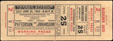 JOHANSSON, INGEMAR-FLOYD PATTERSON I FULL TICKET (1959-PSA/DNA)