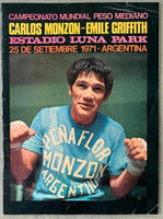 MONZON, CARLOS-EMILE GRIFFITH OFFICIAL PROGRAM (1971)