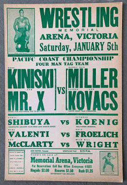 KINISKI, GENE & MR. X VS. DAN MILLER & SANDOR KOVACS ON SITE POSTER (1963)