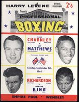 CHARNLEY, DAVE-LEN MATTHEWS OFFICIAL PROGRAM (1961)