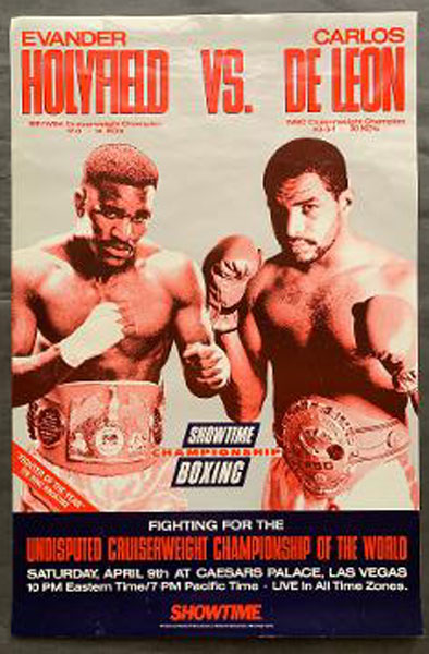 HOLYFIELD, EVANDER-CARLOS DE LEON SHOWTIME POSTER (1988)