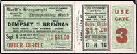 DEMPSEY, JACK-BILL BRENNAN FULL TICKET (1922)