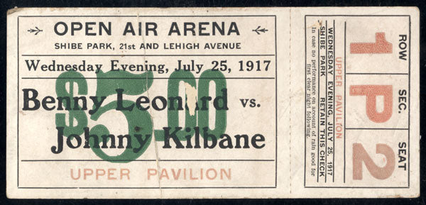 LEONARD, BENNY-JOHNNY KILBANE FULL TICKET (1917)