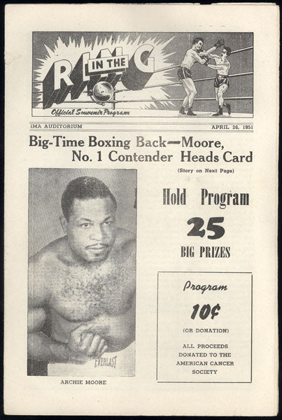 MOORE, ARCHIE-TIGER HARRIS OFFICIAL PROGRAM (1951)