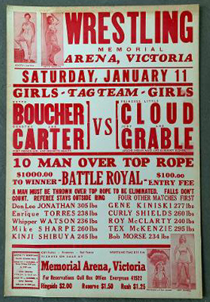 BOUCHER-CARTER VS CLOUD-GRABLE & 10 MAN BATTLE ON SITE POSTER (1964-JONATHAN, WATSON, KINISKI)
