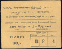 FOLLEY, ZORA-JOE BYGRAVES STUBLESS ON SITE TICKET (1958)