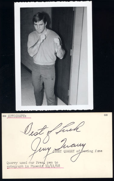 QUARRY, JERRY VINTAGE SIGNED INDEX CARD (1968-PSA/DNA)