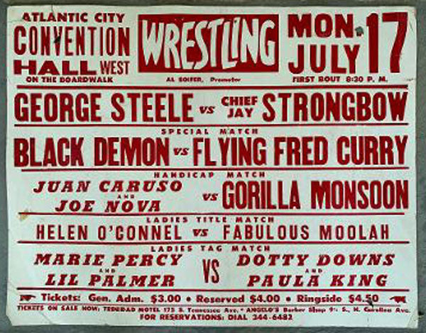 STEELE, GEORGE-CHIEF JAY STRONGBOW & GORILLA MONSOON & FABULOUS MOOLAH ON SITE POSTER (1972)