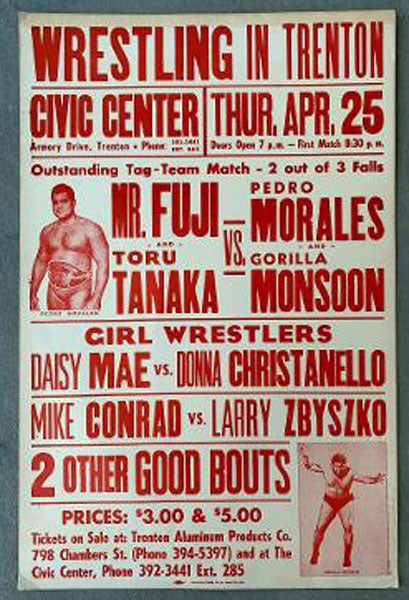 MONSOON, GORILLA & PEDRO MORALES VS MR. FUJI & TORU TANAKA ON SITE POSTER (1974)