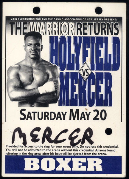 HOLYFIELD, EVANDER-RAY MERCER & HECTOR CAMACHO-HOMER GIBBINS BOXER CREDENTIAL (1995)