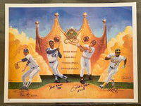 AARON, HANK-NOLAN RYAN-PETE ROSE-RICKY HENDERSON SIGNED PRINT