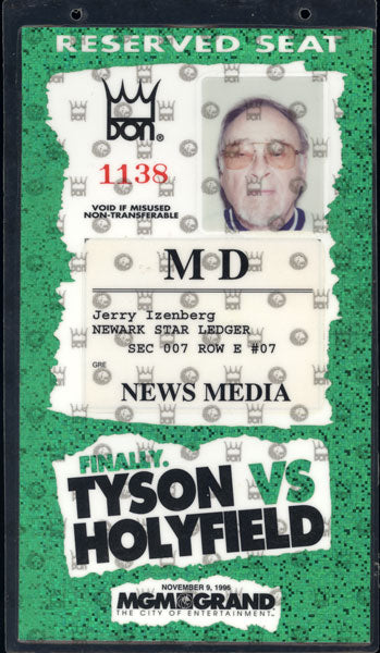 TYSON, MIKE-EVANDER HOLYFIELD I RESERVED SEAT CREDENTIAL (1996)