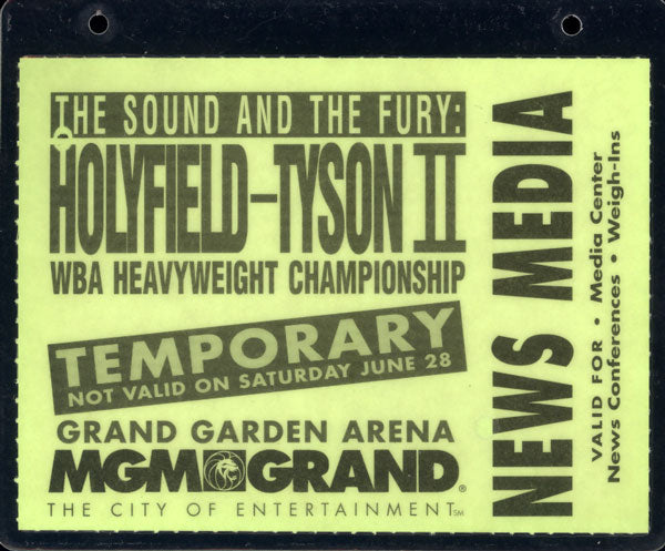 TYSON, MIKE-EVANDER HOLYFIELD II TEMPORARY CREDENTIAL (1997)
