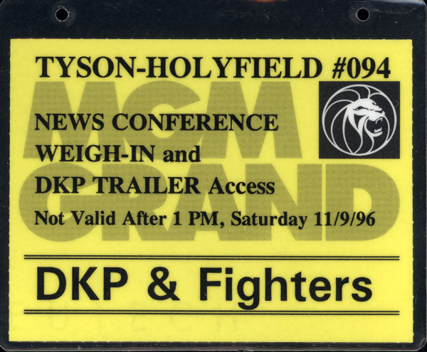TYSON, MIKE-EVANDER HOLYFIELD I NEWS MEDIA CREDENTIAL (1996-WEIGH IN)