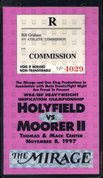 HOLYFIELD, EVANDER-MICHAEL MOORER II COMMISSION CREDENTIAL (1997)