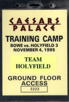 HOLYFIELD, EVANDER-RIDDICK BOWE III TRAINING CAMP CREDENTIAL (1995)