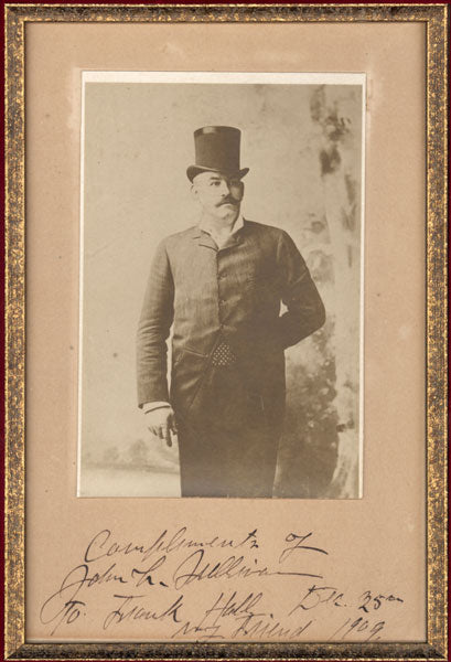 SULLIVAN, JOHN L. SIGNED PHOTO (TO HIS MANAGER FRANK HALL-1909-PSA/DNA)