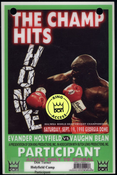 HOLYFIELD, EVANDER-VAUGHN BEAN CREDENTIAL (1998)