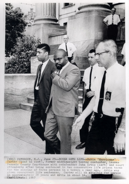 CARTER, RUBIN "HURRICANE" & JOHN ARTIS WIRE PHOTO (1967-AFTER SENTENCING)