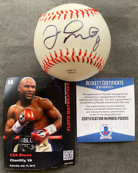 MAYWEATHER, JR., FLOYD SIGNED BASEBALL (BECKETT AUTHENTICATED)