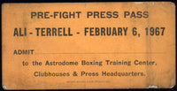 ALI, MUHAMMAD-ERNIE TERRELL PRE FIGHT PRESS PASS (1967)