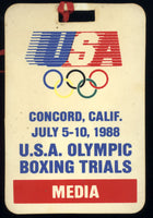 1988 U.S.A. OLYMPIC BOXING TRIALS MEDIA CREDENTIAL (JONES, JR., BOWE, CARBAJAL)