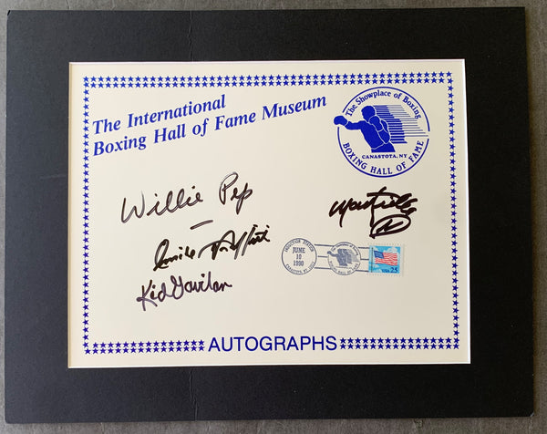BOXING HALL OF FAME AUTOGRAPH CARD (1ST YEAR-PEP, GAVILAN, NAPOLES, GRIFFITH)