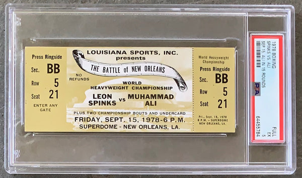 ALI, MUHAMMAD-LEON SPINKS II ORIGINAL FULL TICKET (1978-PSA/DNA EX 5)