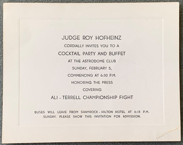 ALI, MUHAMMAD-ERNIE TERRELL PRE FIGHT COCKTAIL INVITATION (1967)