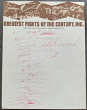 ALI, MUHAMMAD SIGNED ROUND BY ROUND SCORE SHEET FOR ALI-FRAZIER I FIGHT (1971-PSA/DNA & JSA)